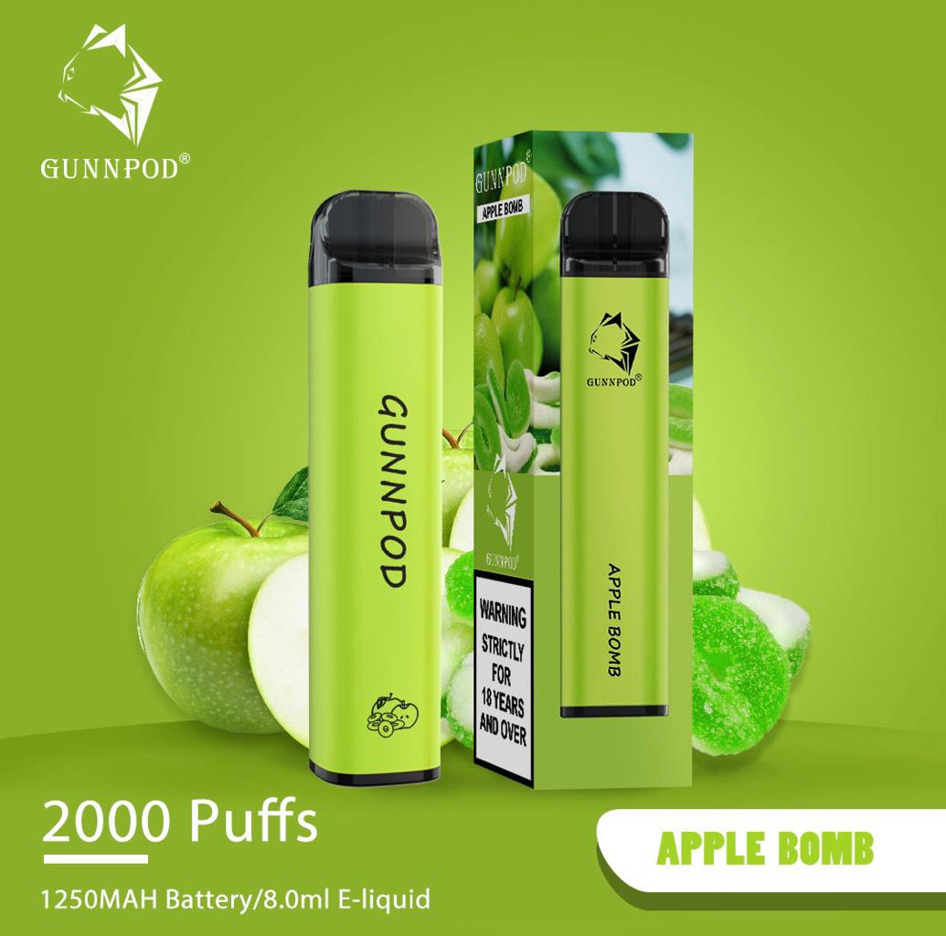 GUNNPOD APPLE BOMB – 2000 PUFFS — image 1