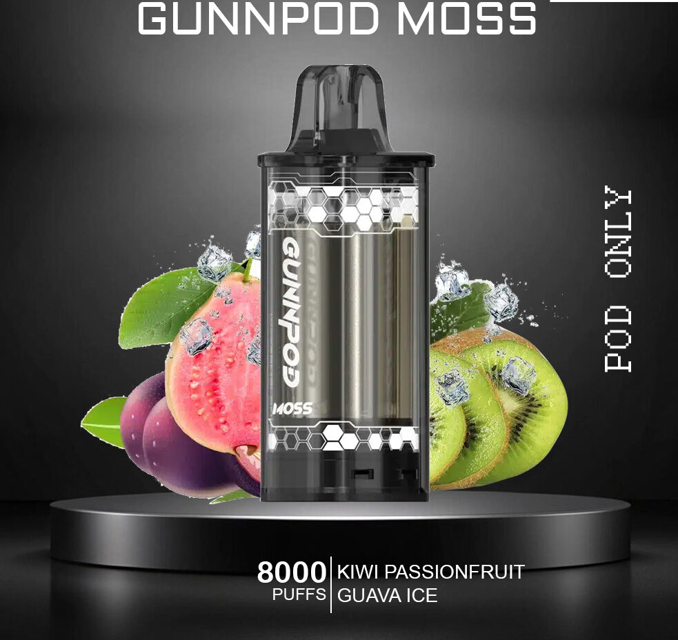 GUNNPOD MOSS - KIWI PASSIONFRUIT GUAVA ICE - 8000 PUFFS - POD ONLY — image 1