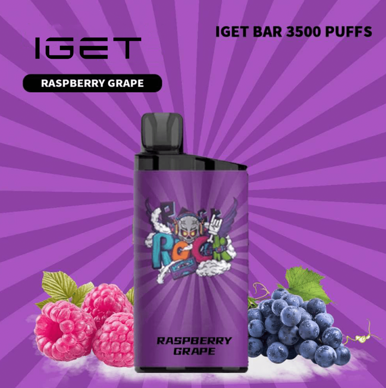IGET BAR RASPBERRY GRAPE – 3500 PUFFS — image 1