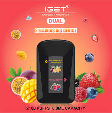 IGET DUAL 2 FLAVOURS IN 1 DEVICE PASSIONFRUIT MANGO ICE / MIXED BERRY - 2100 PUFFS — image 1