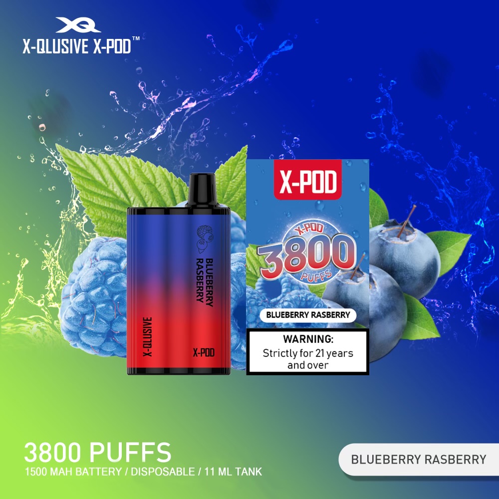 X-QLUSIVE X-POD BLUEBERRY RASPBERRY – 3800 PUFFS — image 1
