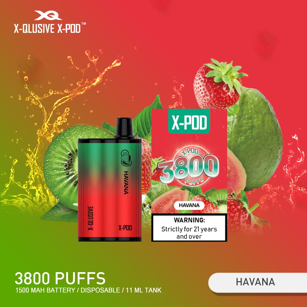 X-QLUSIVE X-POD HAVANA (Strawberry Kiwi Guava) – 3800 PUFFS — image 1