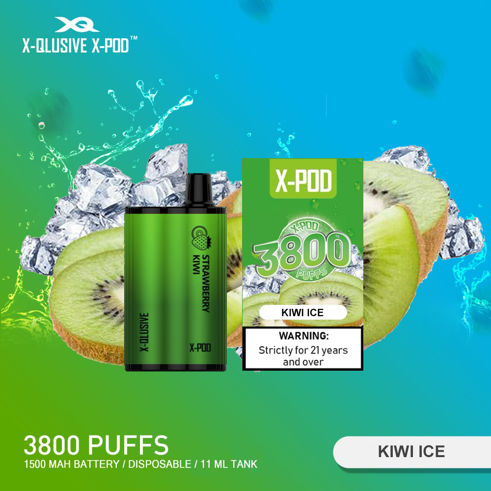 X-QLUSIVE X-POD KIWI ICE – 3800 PUFFS — image 1