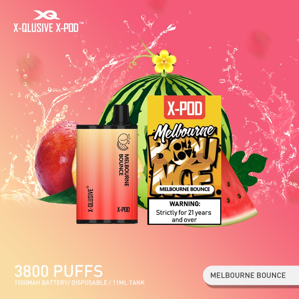 X-QLUSIVE X-POD MELBOURNE BOUNCE (Watermelon Peach Ice) – 3800 PUFFS — image 1