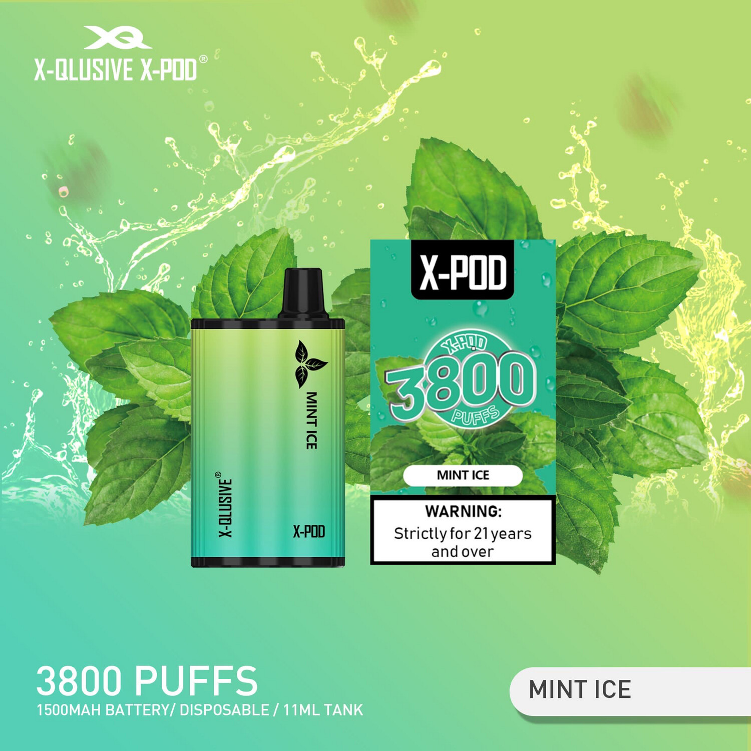 X-QLUSIVE X-POD MINT ICE – 3800 PUFFS — image 1