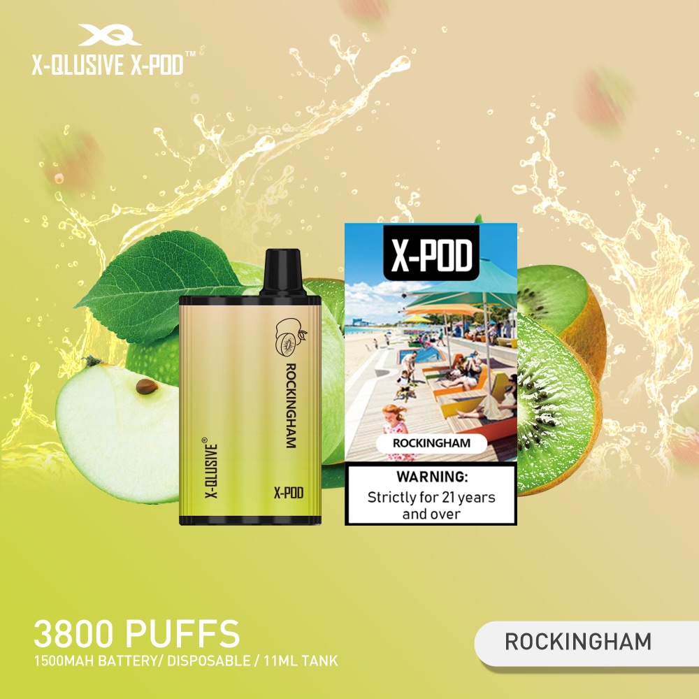X-QLUSIVE X-POD ROCKINGHAM (Apple Kiwi Ice) – 3800 PUFFS — image 1