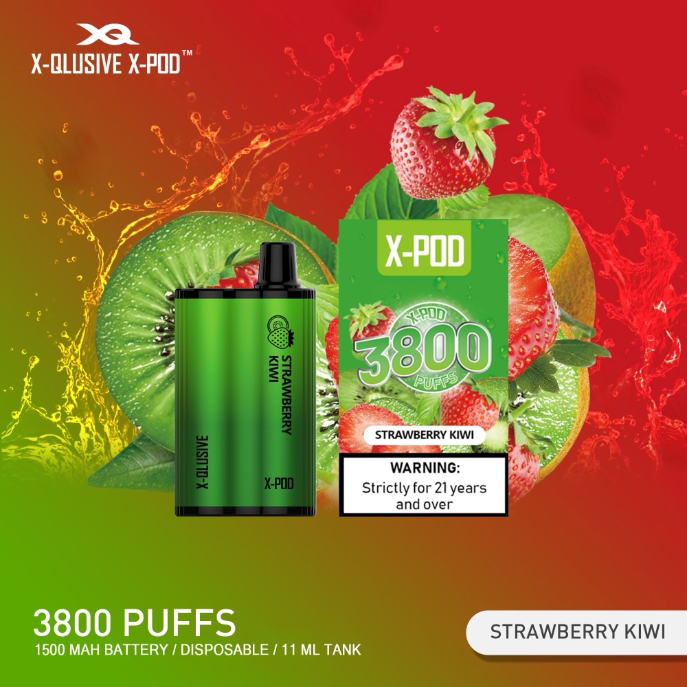 X-QLUSIVE X-POD STRAWBERRY KIWI – 3800 PUFFS — image 1