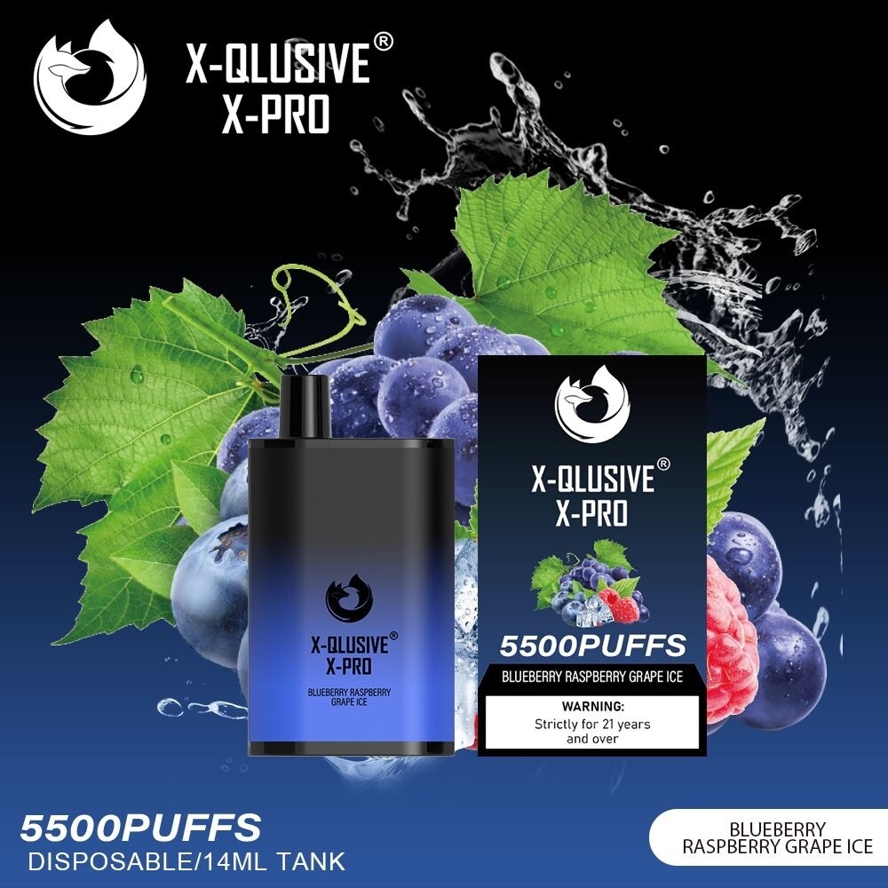X-QLUSIVE X-PRO BLUEBERRY RASPBERRY GRAPE – 5500 PUFFS — image 1